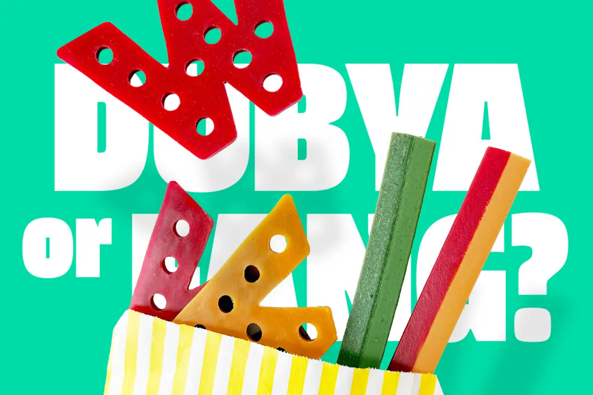 Dubya and Fang chews in a candy bag