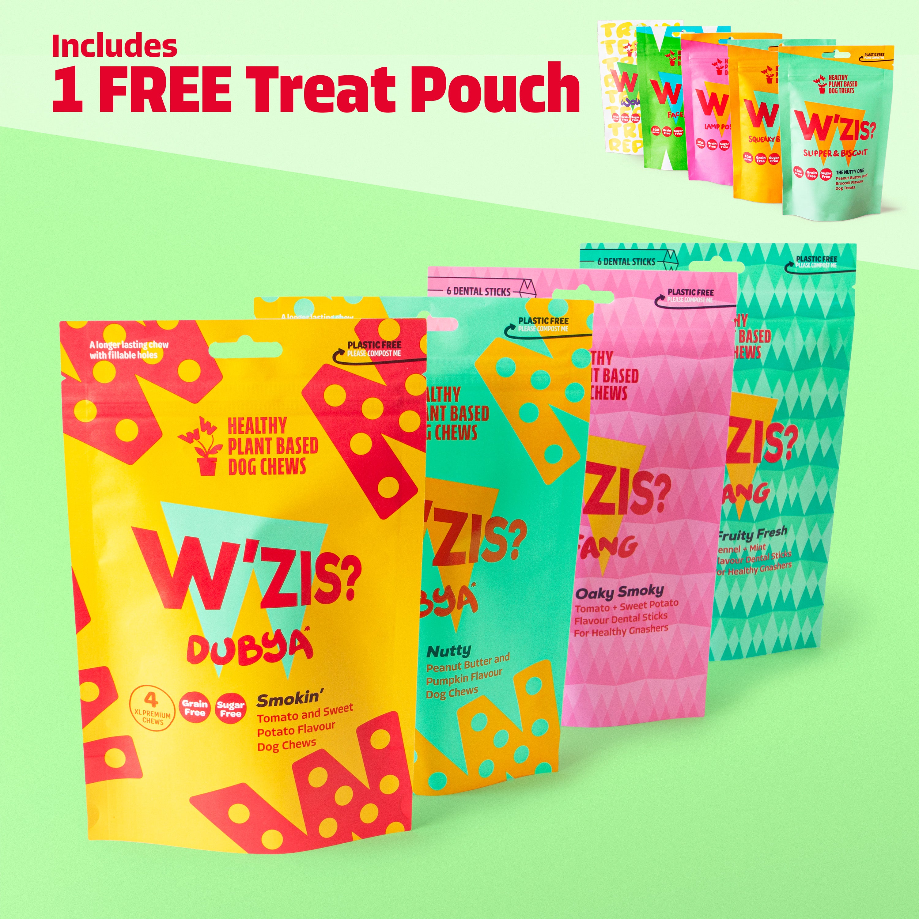 Chew Pouch Bundle – 4pk plus 1 Free Treat Pouch